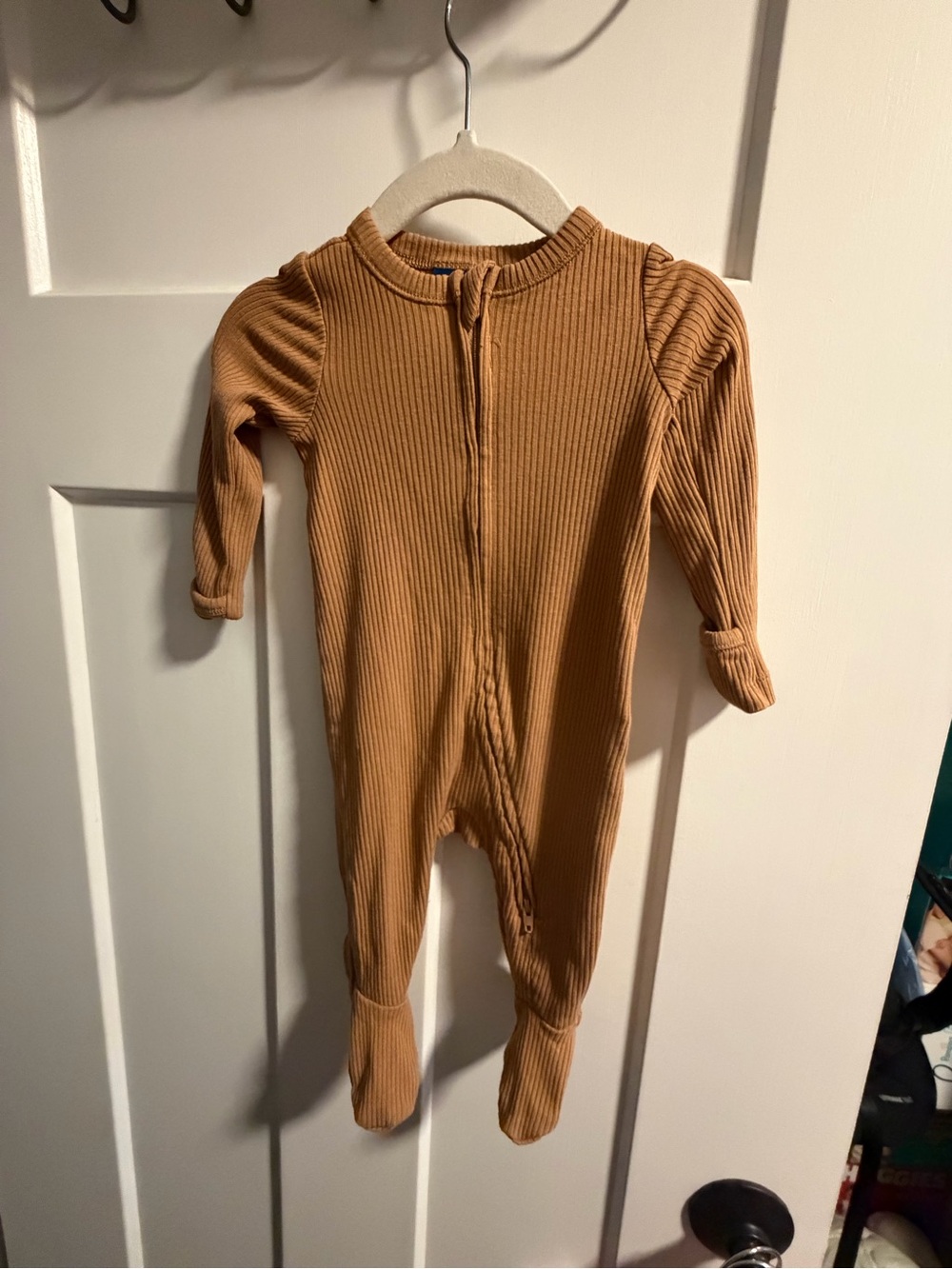 Old Navy Ribbed Footed One-Piece in Camel Brown